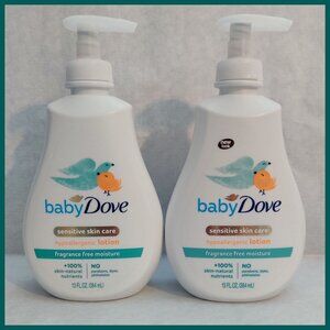 New! Lot of 2 Baby Dove Sensitive Skin Care Hypoallergenic Lotion 13 fl oz each